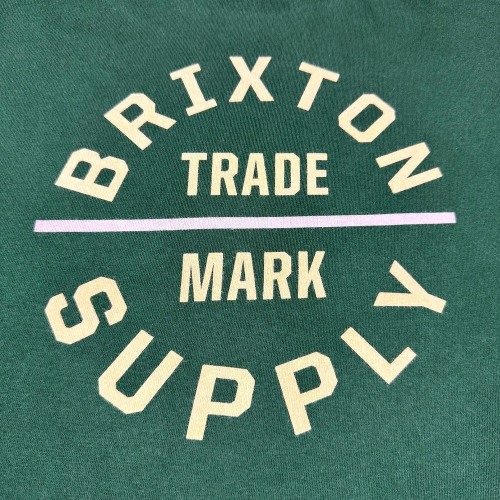 Brixton Supply Mens XL Green Graphic T-Shirt Skate Streetwear 100% Cotton